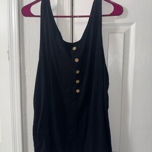 Black Sleeveless Button-Down Women's Top